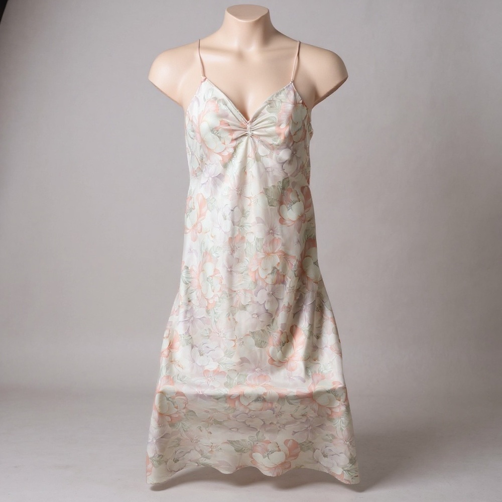 Vintage Halston III Pink Floral Slip Dress 1980s Union Made in USA ILGWU